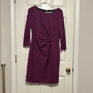 Tahari Rich Purple Long Sleeve Dress